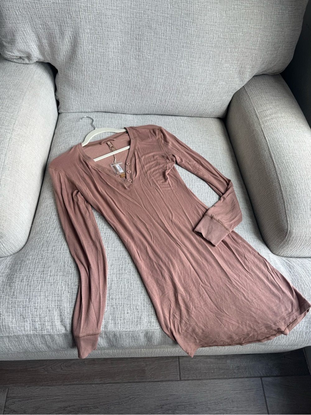 SKIMS Long Sleeve Henley dress -SIENNA